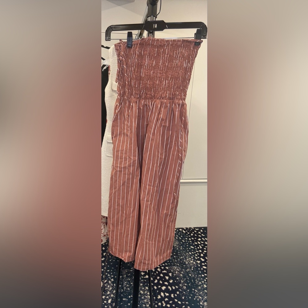 a new day Rust-Pink Stripe Smocked Strapless Maxi Dress